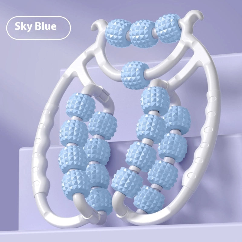 Ring Roller Small Leg Massage Machine – Double-Row Fitness & Body Shaping Massager 20 Wheels Contrasting Blue