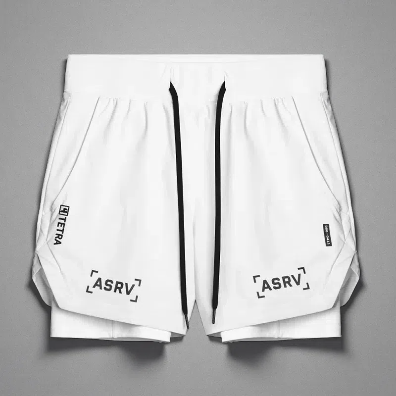 Outdoor Running Fitness Anti-exposure Double Layer Quick-drying Basketball Shorts for Men White