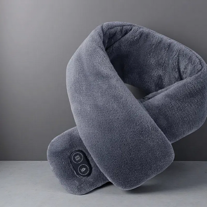 USB Heated Scarf with Power Bank – Vibration Massage & Smart Temperature Control Grey