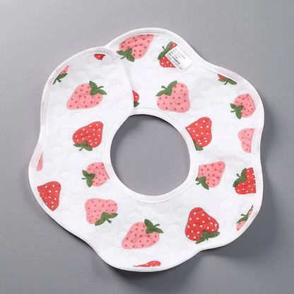 Baby Petal Waterproof Bib Saliva Towel Soft Cotton Strawberry 28x28cm