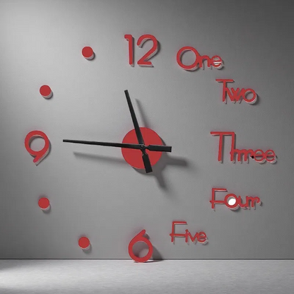 3D Wall Clock – Modern Stereo Digital Clock with Unique Design Red 75x75cm