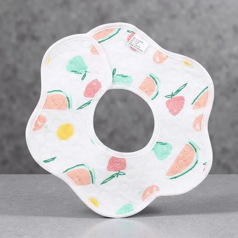 Baby Petal Waterproof Bib Saliva Towel Soft Cotton Watermelon Strawberry 28x28cm
