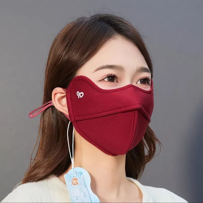 5D Windproof Cycling Face Mask with Cartilage Support – Eye Protection & Lipstick-Safe Design Ankela Red Free Size