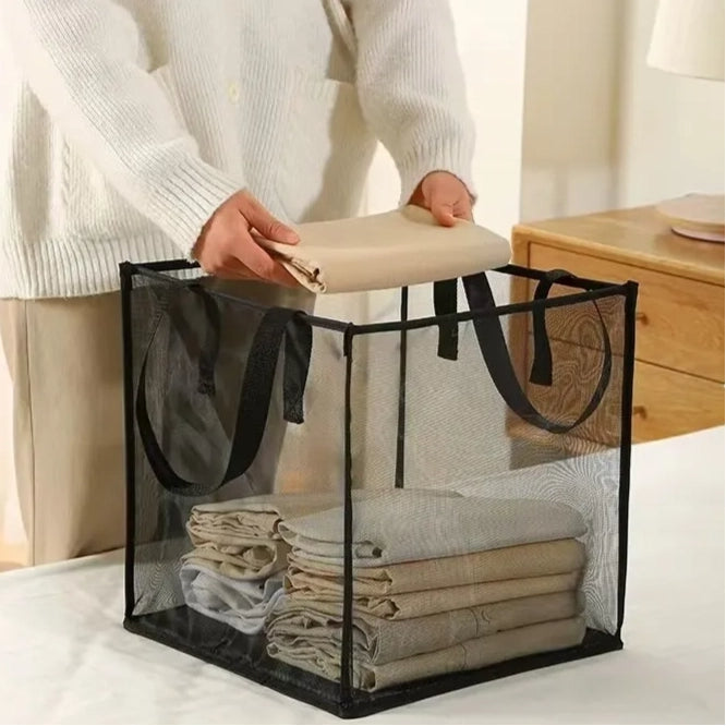 Foldable Square Grid Laundry Basket – Multifunctional Storage with Modern Design