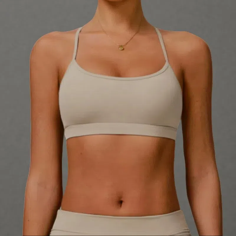 Women's Quick-Drying Sports Bra – Breathable Pullover Fitness Underwear Linen color