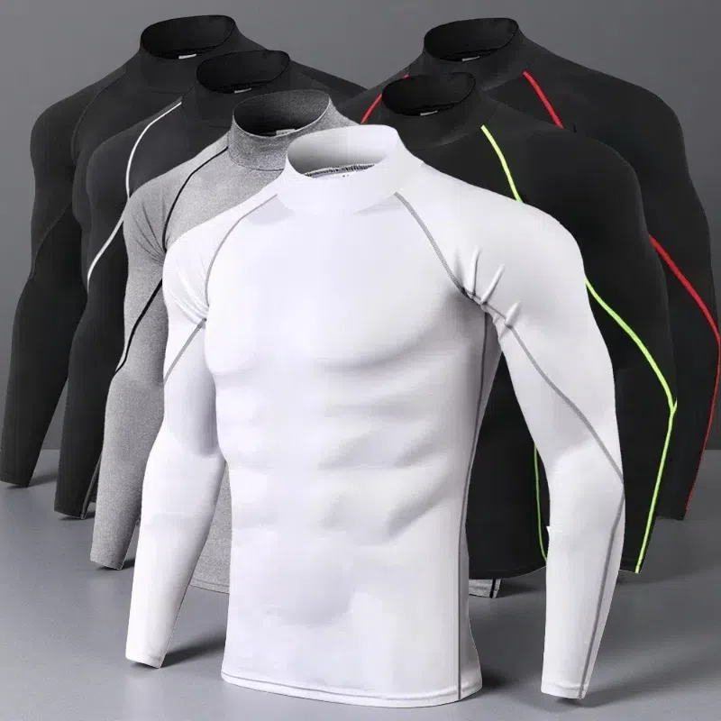 Men’s Turtleneck Quick-Dry Workout Long Sleeve – Slim Fit Pullover for All Seasons