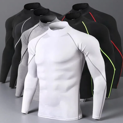 Men’s Turtleneck Quick-Dry Workout Long Sleeve – Slim Fit Pullover for All Seasons