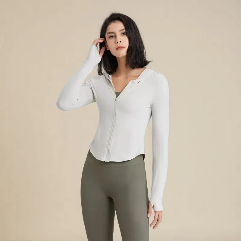 Women's Hooded Running Top – Lightweight Zip-Up Workout Jacket
