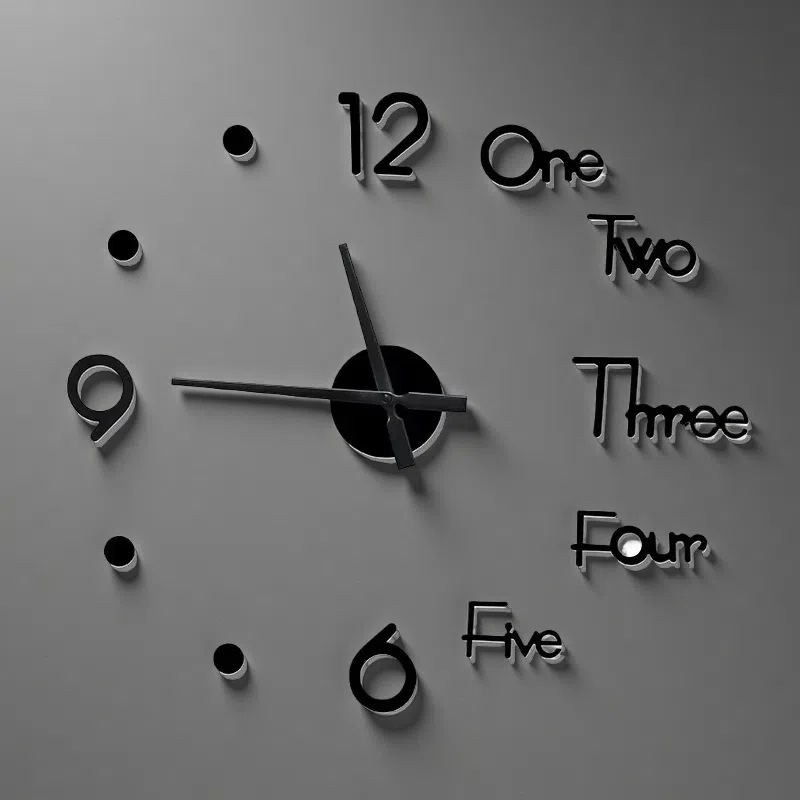 3D Wall Clock – Modern Stereo Digital Clock with Unique Design Black 75x75cm