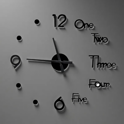 3D Wall Clock – Modern Stereo Digital Clock with Unique Design Black 75x75cm