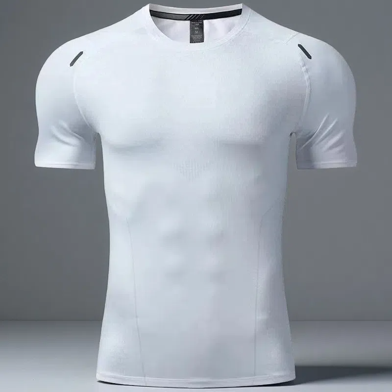 Men’s Stretch Quick-Drying Sports T-shirt – Running & Workout Top White
