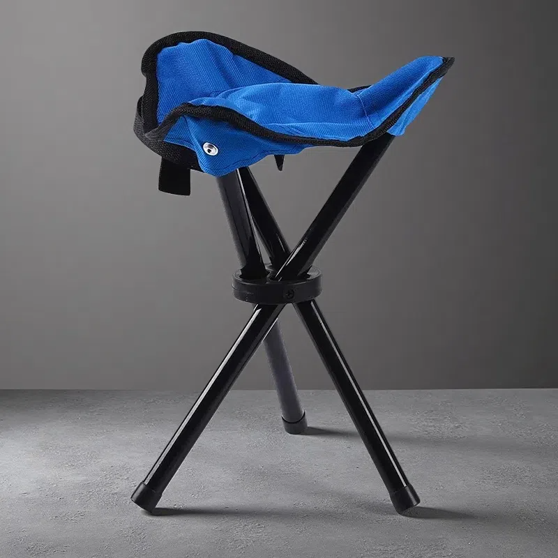 Camping Folding Chair – Heavy-Duty Tripod Stool with Waterproof Oxford Cloth Seat Blue