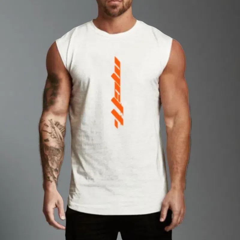 Unisex Sleeveless Gym Tank Top – Breathable & Quick-Drying Sportswear White A