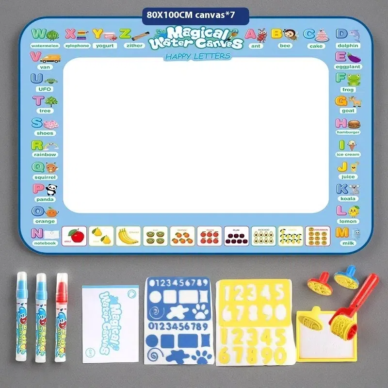 Cloth Toy Clear Water Painting Drawing Board – Magic Color Graffiti Blanket Water Picture Book 100X80CM Fruit Letters