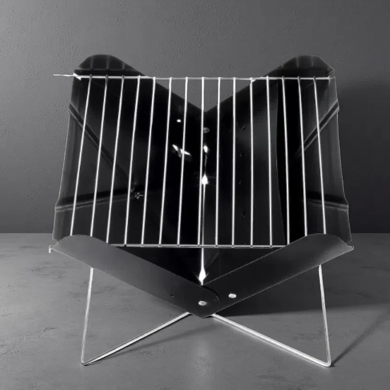 Portable Folding Stainless Steel BBQ Grill – Compact, Lightweight Charcoal Grill for Camping & Picnics