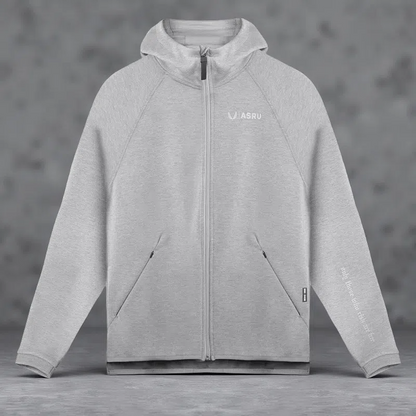 Men's Loose Large Solid Color Printed Hoodie – Comfortable Zipper Cardigan with Hood Grey