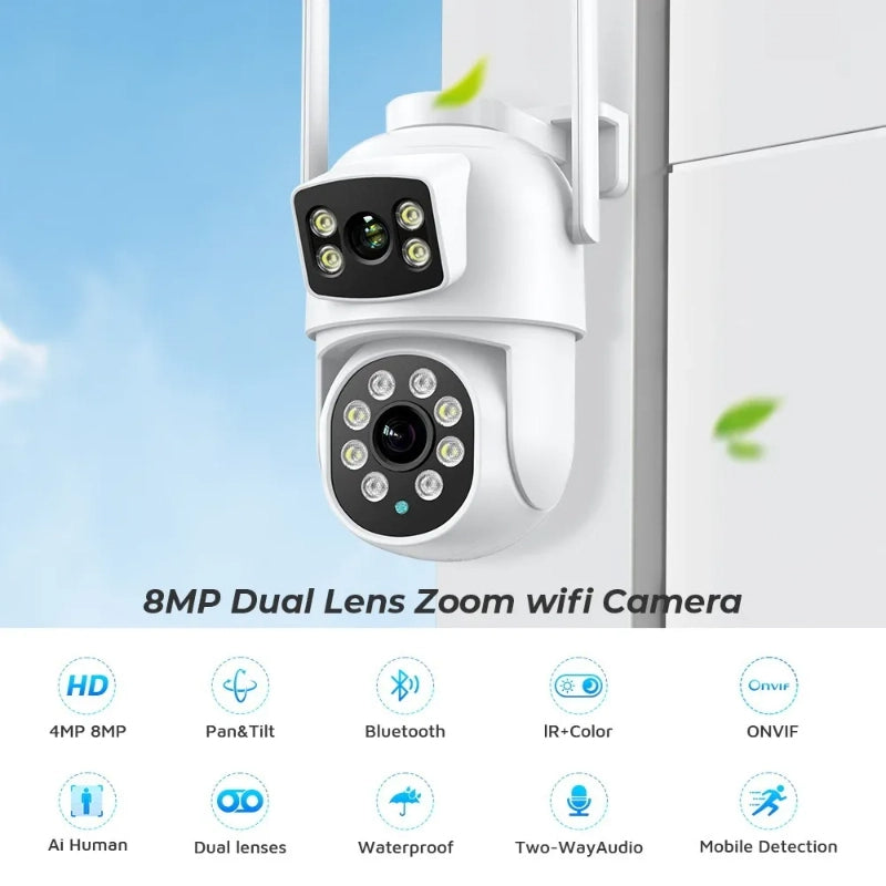 Outdoor Night Vision Wireless Surveillance Camera – Dual Screen Smart Security System