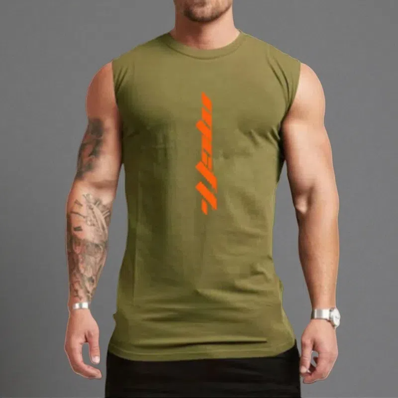 Unisex Sleeveless Gym Tank Top – Breathable & Quick-Drying Sportswear Army Green A