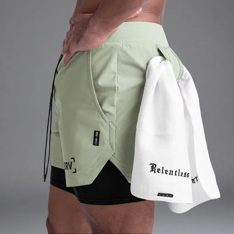 Outdoor Running Fitness Anti-exposure Double Layer Quick-drying Basketball Shorts for Men