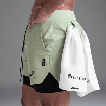 Outdoor Running Fitness Anti-exposure Double Layer Quick-drying Basketball Shorts for Men