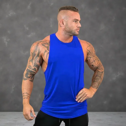 Blank Cotton Waistcoat Loose Bodybuilding Fitness Sports Vest Blue