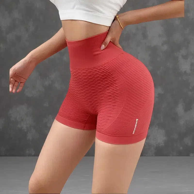 Grid Design High-Waist Sports Shorts – Women’s Yoga & Fitness Shorts