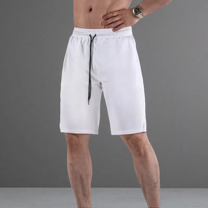 Breathable Quick-Dry Casual Sports Mesh Fabric Shorts – Lightweight Loose Fit with Micro Elasticity White