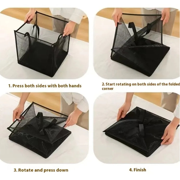 Foldable Square Grid Laundry Basket – Multifunctional Storage with Modern Design