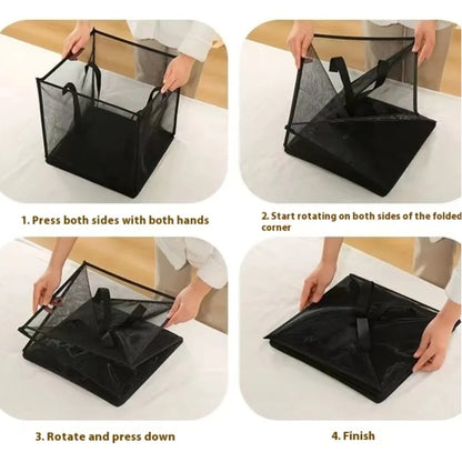 Foldable Square Grid Laundry Basket – Multifunctional Storage with Modern Design