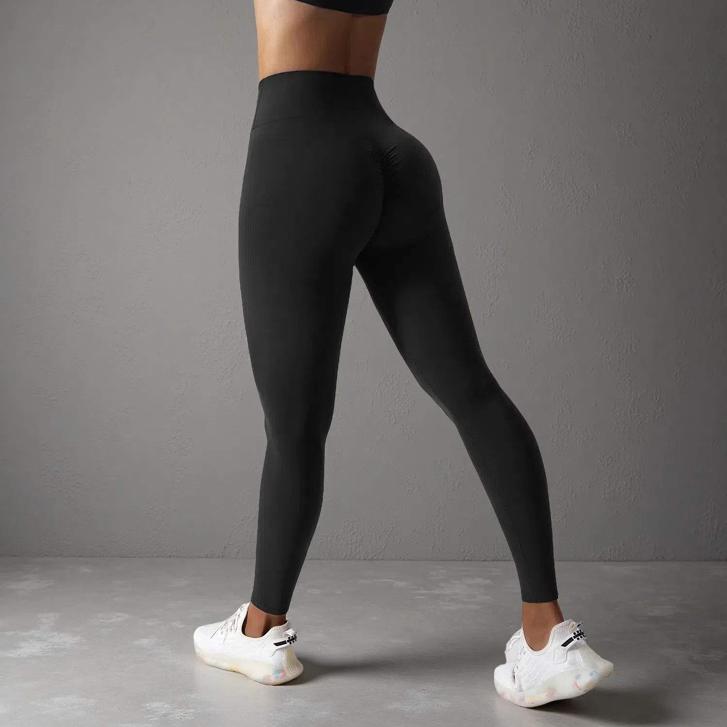 Women's Drawstring High Waist Yoga Pants – Nude Feel, Belly-Supporting Seamless Leggings Advanced Black