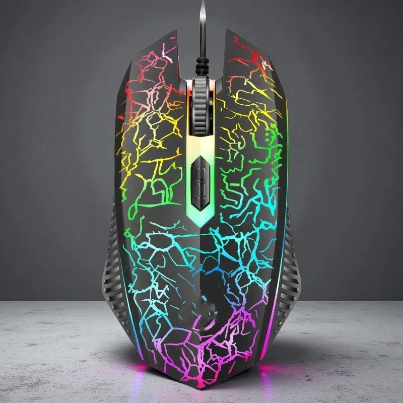 Crackle Word Through 4D Wired Luminous Gaming Keyboard & Mouse Set – Colorful Backlit ABS Keycaps