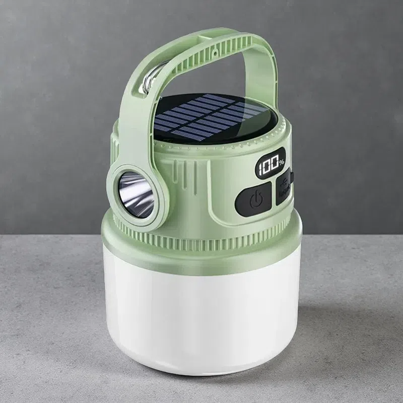 Solar Multi-Gear Adjustable Outdoor Portable Charging Camping Lantern Green