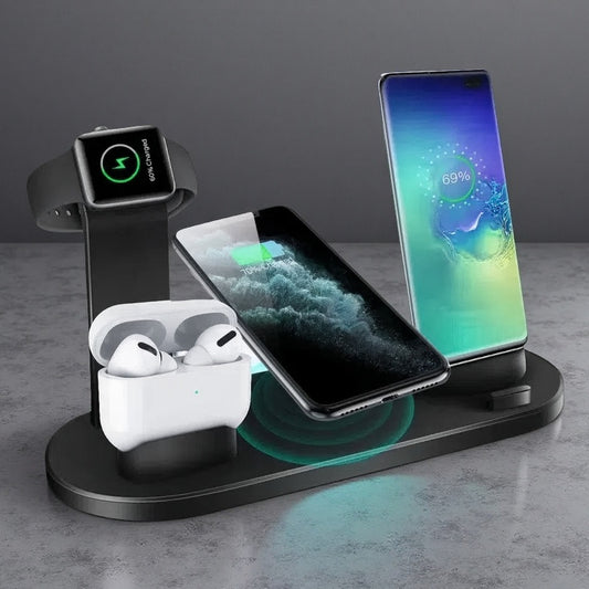 Wireless Charger 4 In 1 Charging Station For AppleIWatch Series 8 7 I-Phone 15 14 13 12 Pro Airpods Pro 3 2 Charging Stand Dock Black