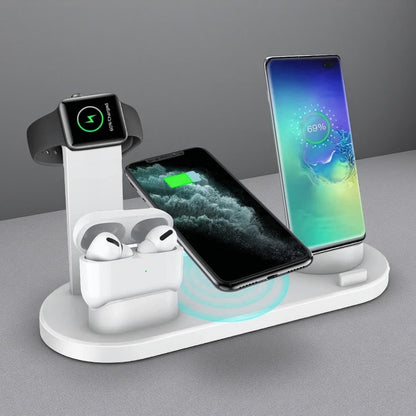 Wireless Charger 4 In 1 Charging Station For AppleIWatch Series 8 7 I-Phone 15 14 13 12 Pro Airpods Pro 3 2 Charging Stand Dock White