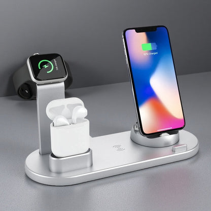 Wireless Charger 4 In 1 Charging Station For AppleIWatch Series 8 7 I-Phone 15 14 13 12 Pro Airpods Pro 3 2 Charging Stand Dock Grey