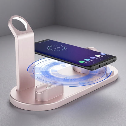 Wireless Charger 4 In 1 Charging Station For AppleIWatch Series 8 7 I-Phone 15 14 13 12 Pro Airpods Pro 3 2 Charging Stand Dock Rose Gold