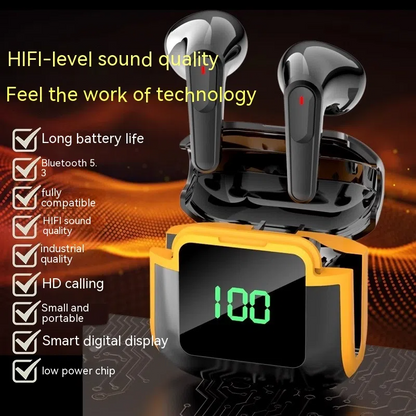 Wireless Noise-Reduction Bluetooth Earbuds – Digital Display, Voice Control, Long Battery Life