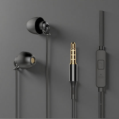 Soft Silicone Soundproof Wired In-Ear Headphones with Microphone – Comfortable Noise Isolation Normal version black