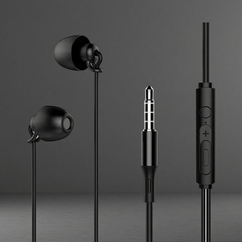 Soft Silicone Soundproof Wired In-Ear Headphones with Microphone – Comfortable Noise Isolation Upgraded version black