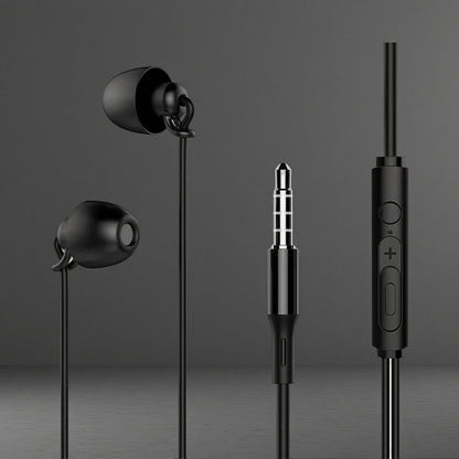 Soft Silicone Soundproof Wired In-Ear Headphones with Microphone – Comfortable Noise Isolation Upgraded version black