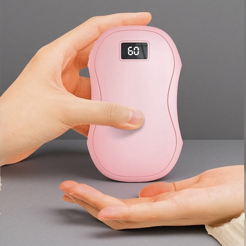 Electric Hand Warmer & Power Bank – Digital Display, USB Rechargeable, Portable Winter Essential Pink
