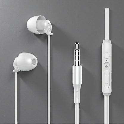 Soft Silicone Soundproof Wired In-Ear Headphones with Microphone – Comfortable Noise Isolation Upgraded version white