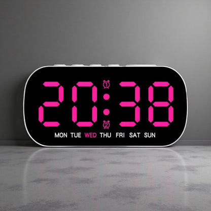 LED Digital Alarm Clock – Slim, Colorful & Easy-to-Use Electronic Clock Rose Red