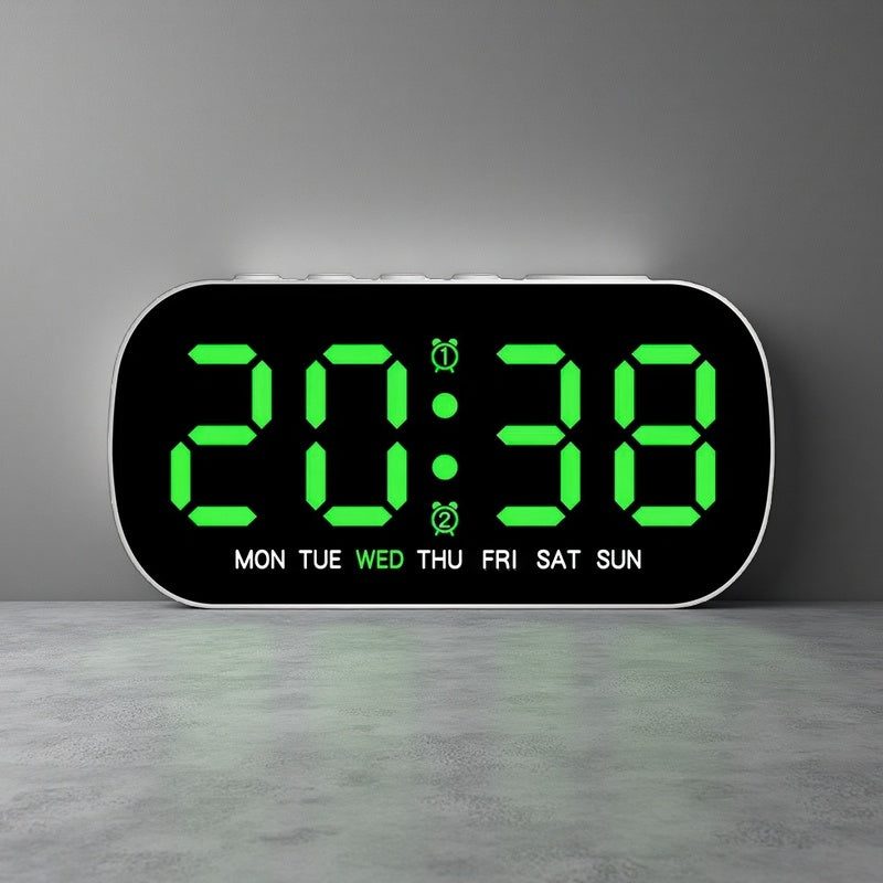 LED Digital Alarm Clock – Slim, Colorful & Easy-to-Use Electronic Clock Green