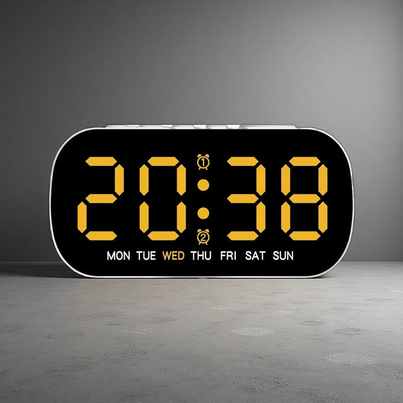 LED Digital Alarm Clock – Slim, Colorful & Easy-to-Use Electronic Clock Yellow