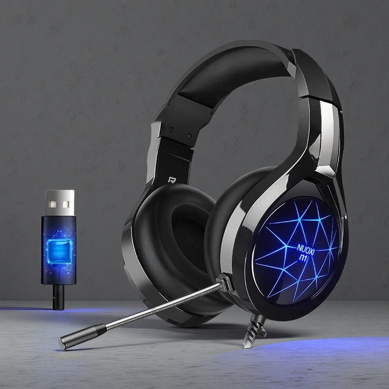 Universal Gaming Headset – Over-Ear Wired Headphones for Video Games & Multimedia Black N1 usb