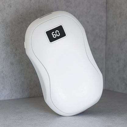 Electric Hand Warmer & Power Bank – Digital Display, USB Rechargeable, Portable Winter Essential White
