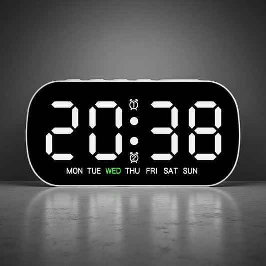 LED Digital Alarm Clock – Slim, Colorful & Easy-to-Use Electronic Clock White