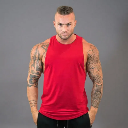 Blank Cotton Waistcoat Loose Bodybuilding Fitness Sports Vest Red