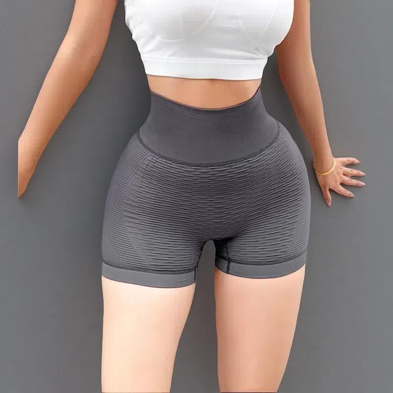 Grid Design High-Waist Sports Shorts – Women’s Yoga & Fitness Shorts